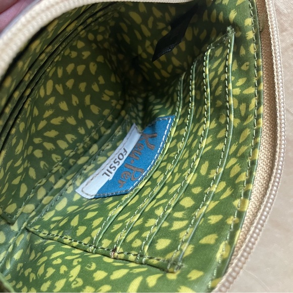 Fossil Key-Per Wallet Wristlet City Print Zipper Pouch Coated Canvas & Leather - Picture 4 of 9